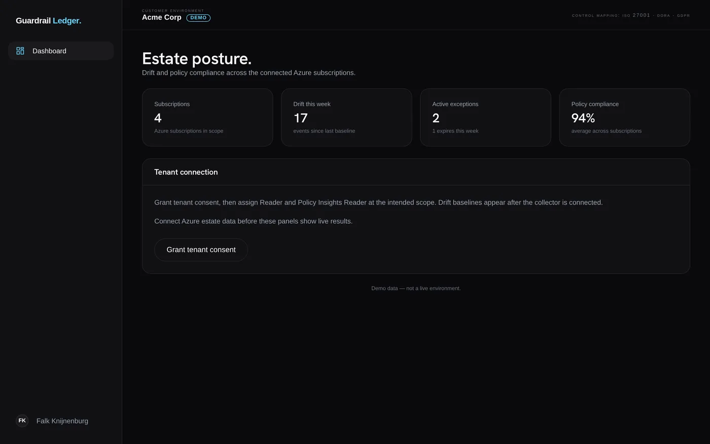 لوحة معلومات Guardrail Ledger
